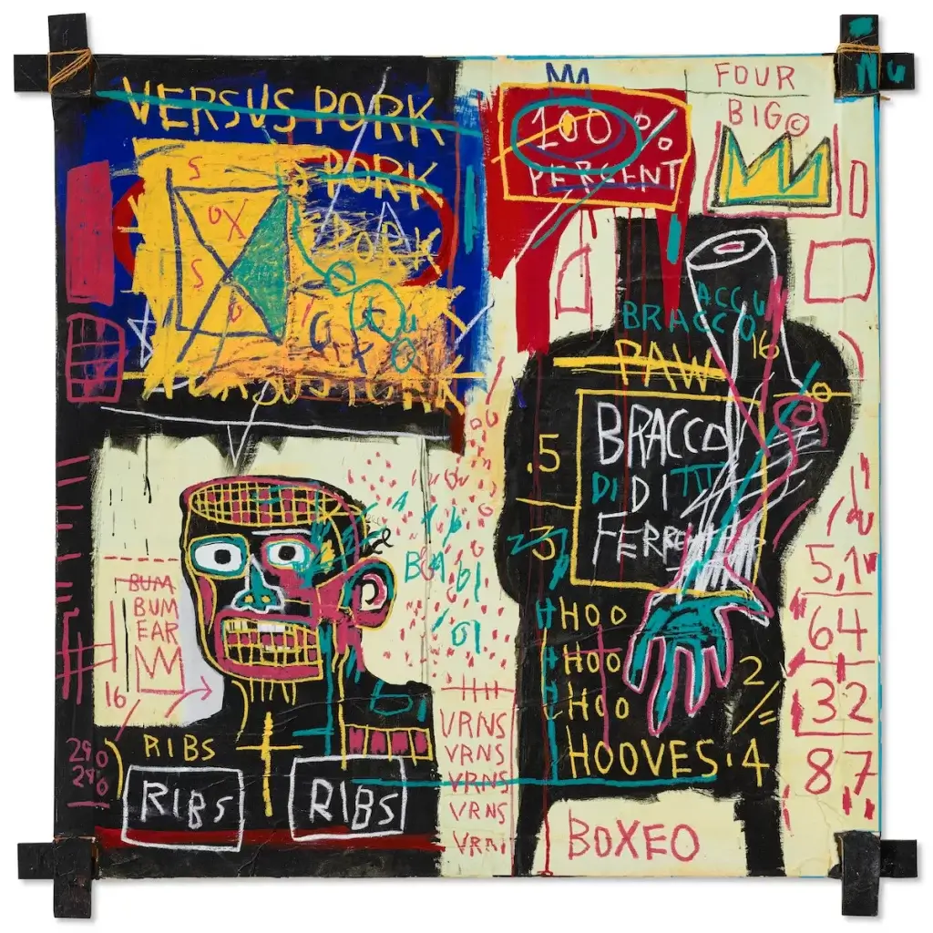 Jean-Michel Basquiat, The Italian Version of Popeye has no Pork in his Diet, 1982.
