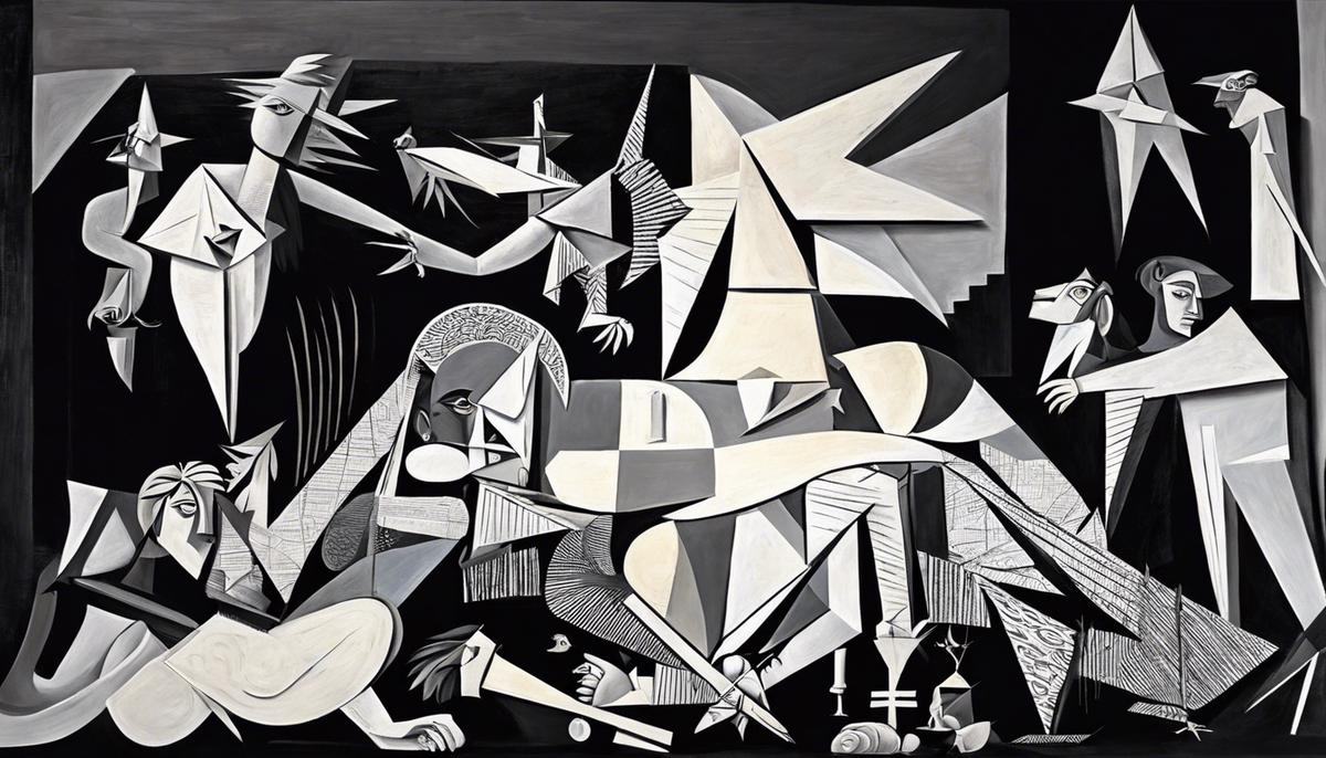 A realistic and detailed image of Picasso's Guernica painting