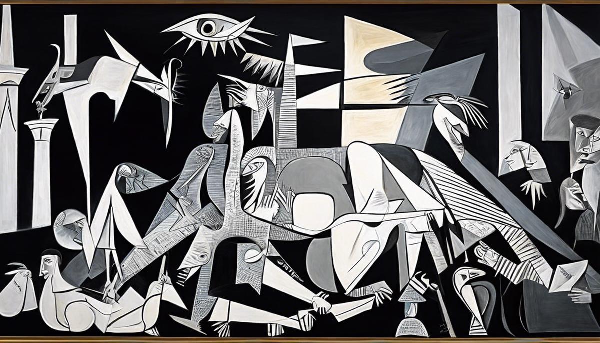 Image of Picasso's painting 'Guernica' depicting a powerful and impactful representation of human conflict and suffering for visually impaired individuals.