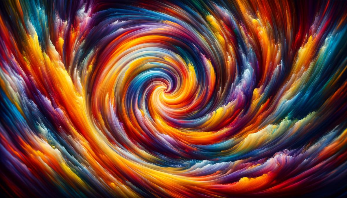 Abstract representation of intense colors and swirling patterns