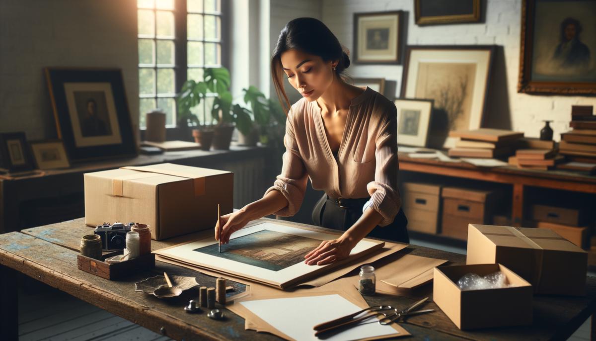 Image of an artist submitting their work to a gallery