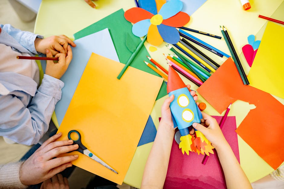 A collage illustrating the various benefits of art therapy for children with anxiety, such as enhanced communication, emotional regulation, calming effects, problem-solving skills, empathy, and self-esteem.