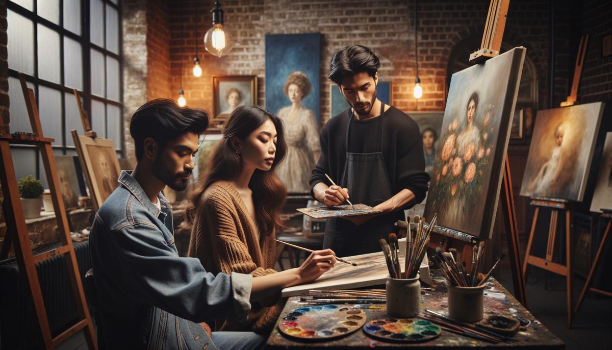 Image of a diverse group of people attending an art workshop in London