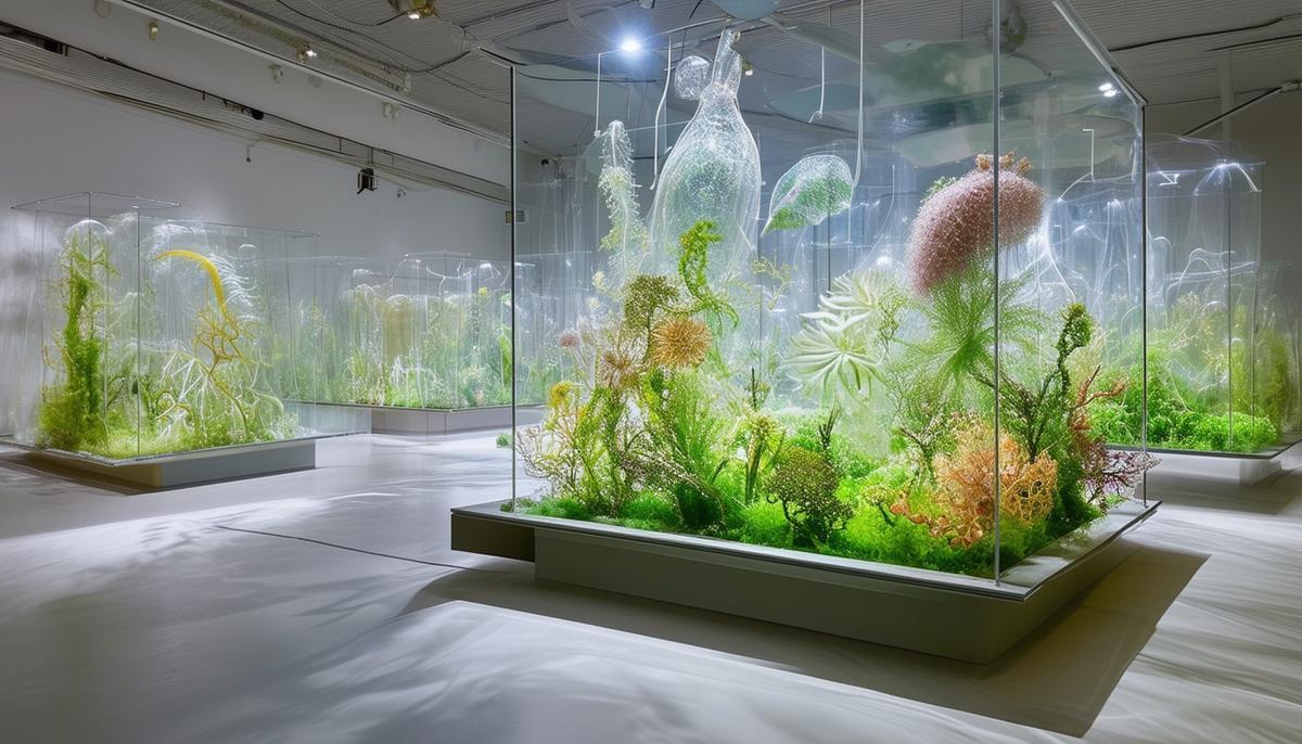 A bio art installation featuring living organisms as the medium