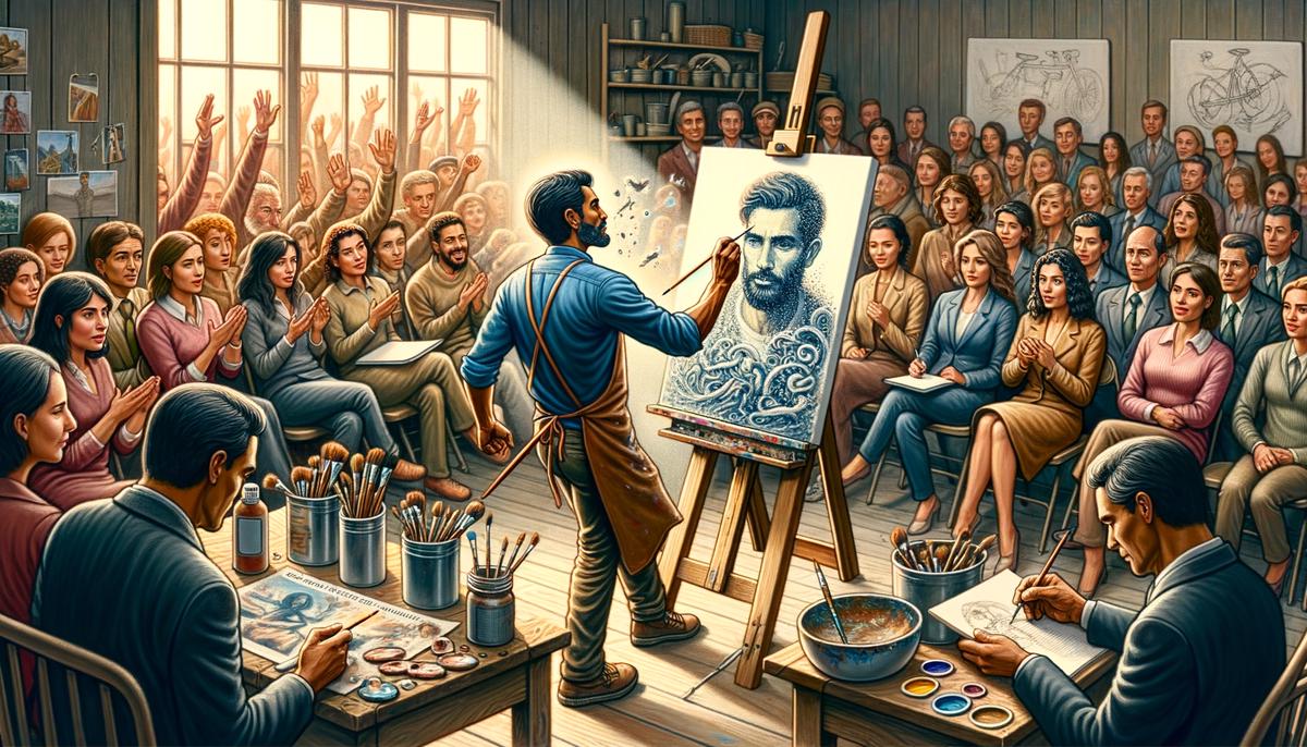 An image of an artist creating their brand story through painting and storytelling