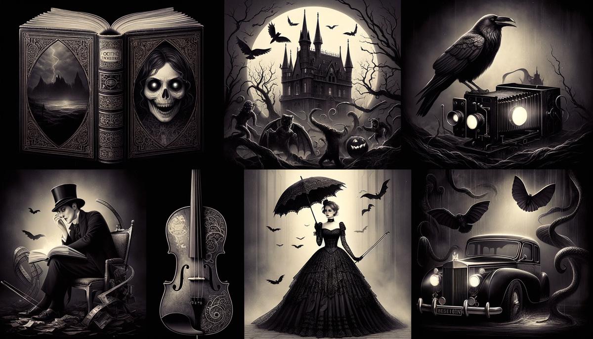 Depiction of Gothic influences in literature, film, music, and fashion