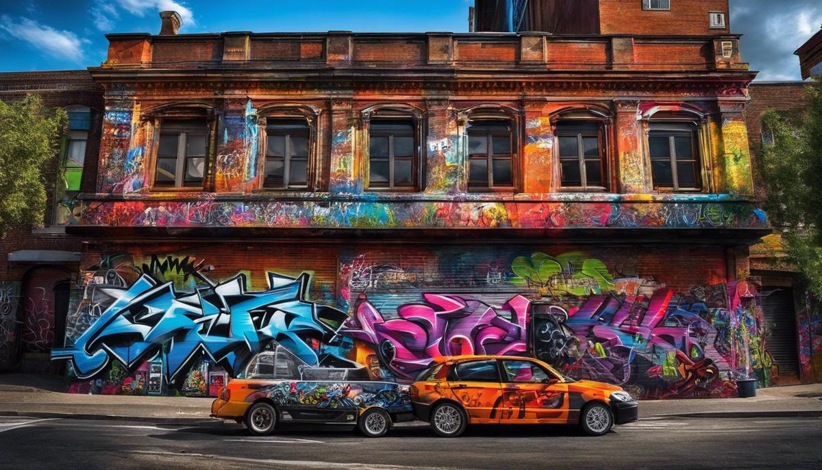 A visually stunning image capturing the essence of graffiti in an urban landscape.