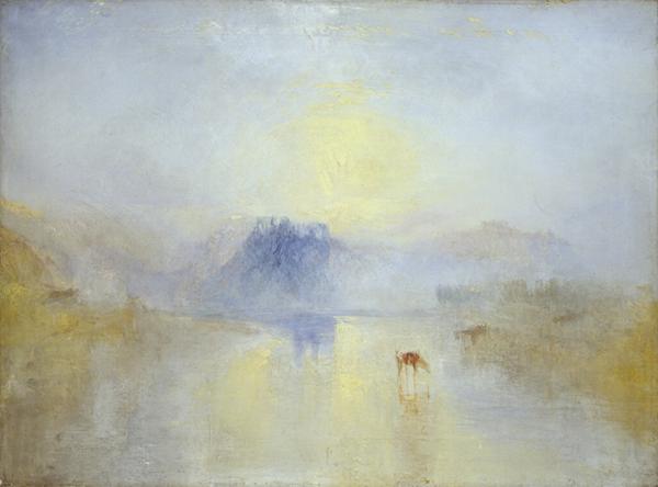 A painting by J.M.W. Turner displayed at the Royal Academy Summer Exhibition, showcasing his experimental and innovative style that solidified his reputation as a groundbreaking artist.