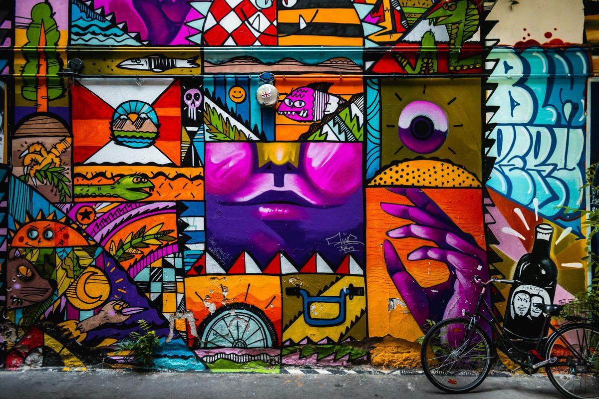 The colourful and ever-changing graffiti art that covers the walls of Leake Street Tunnel, creating an immersive and dynamic urban gallery.