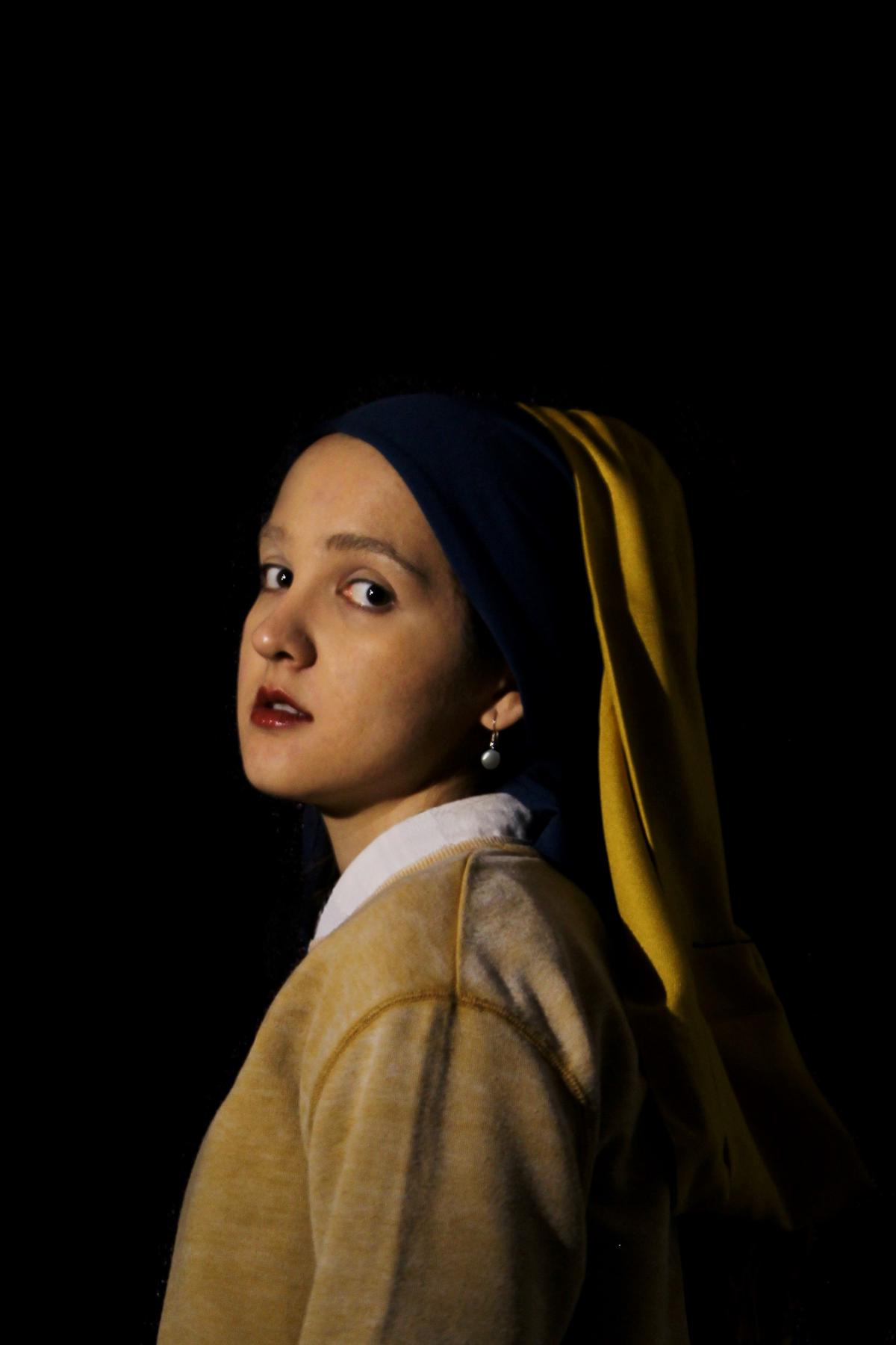 Melissa Oskouie's modern take on Vermeer's Girl with a Pearl Earring, addressing beauty standards in modeling