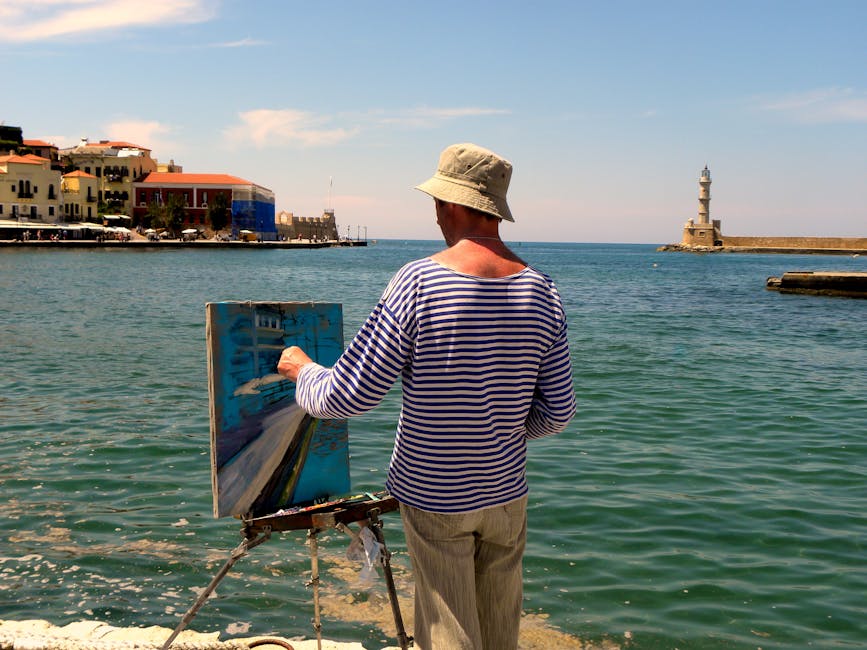 A contemporary artist painting a landscape in the style of Frederic Edwin Church