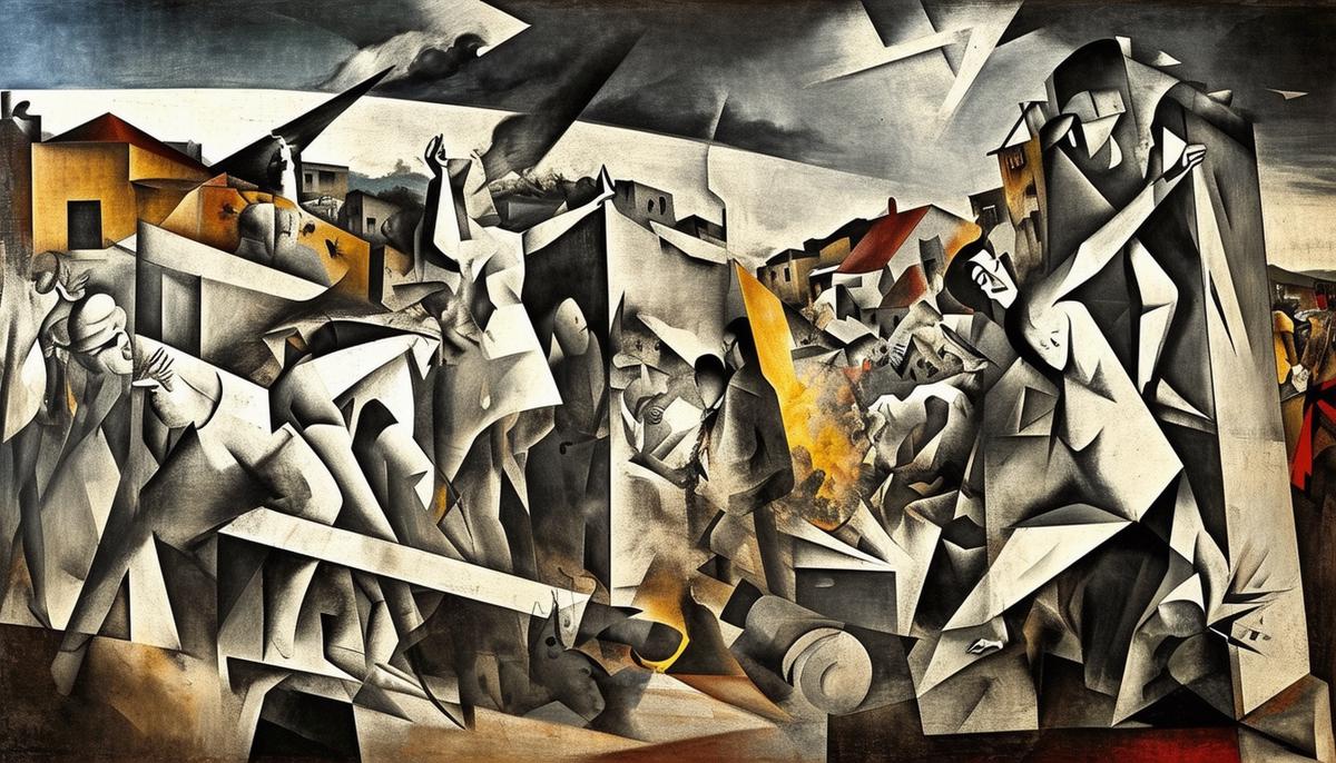 Pablo Picasso's monumental painting 'Guernica' from 1937, depicting the bombing of the Basque town during the Spanish Civil War
