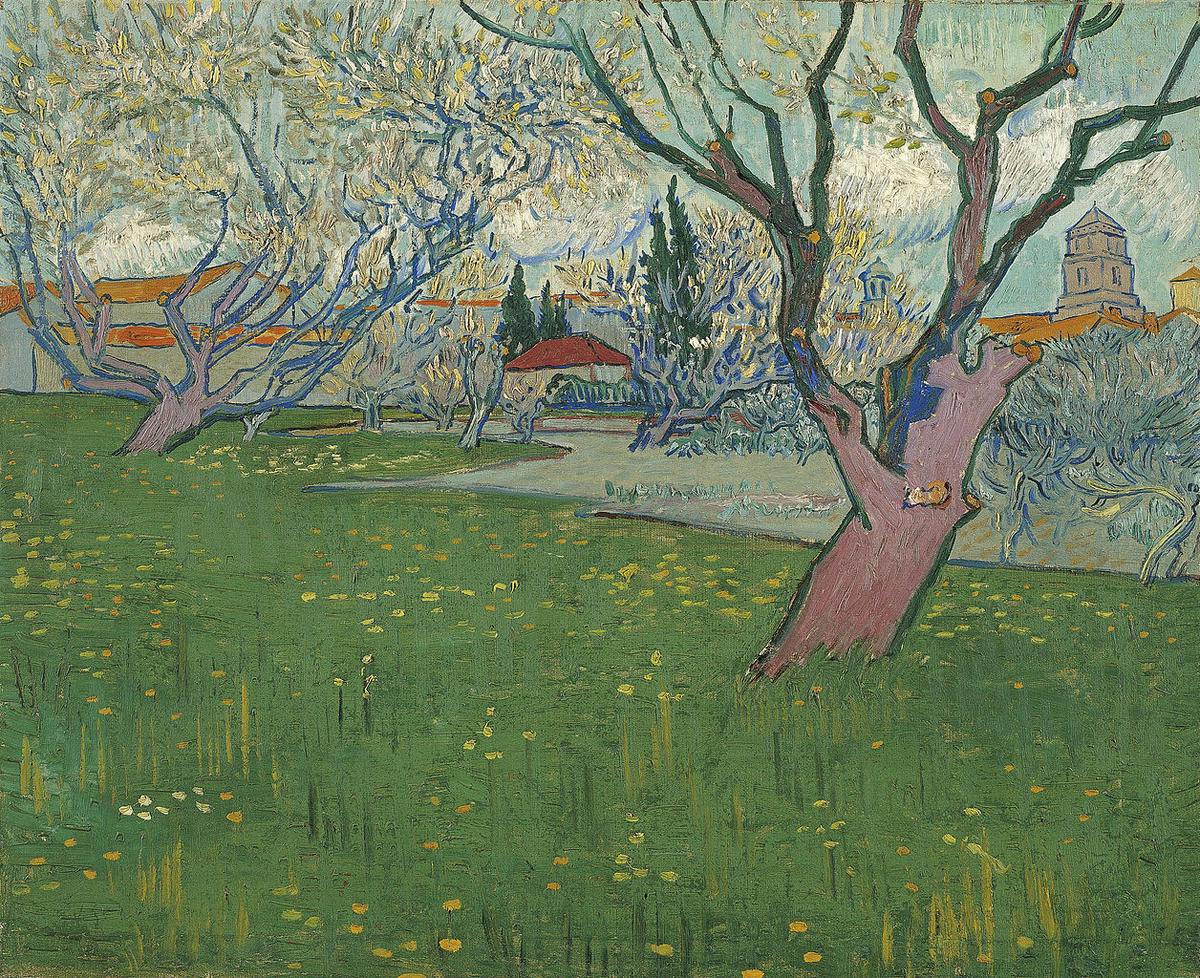 A gallery showcasing Post-Impressionist paintings, including works by Van Gogh, Gauguin, and Cezanne