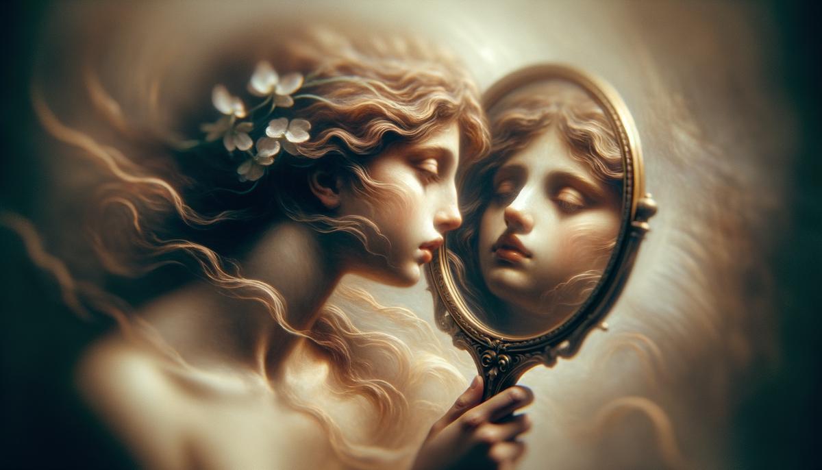 The blurred reflection of Venus's face in the mirror in the Rokeby Venus painting