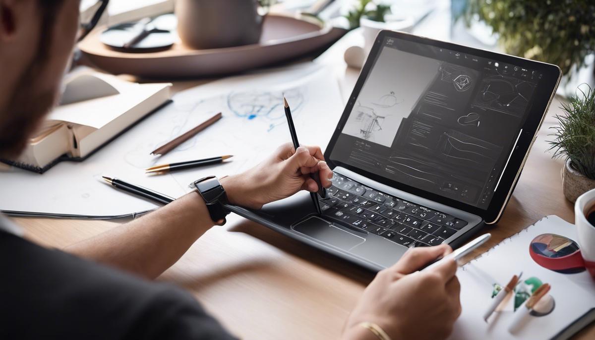 Artists sketching on a tablet while using SEO techniques 