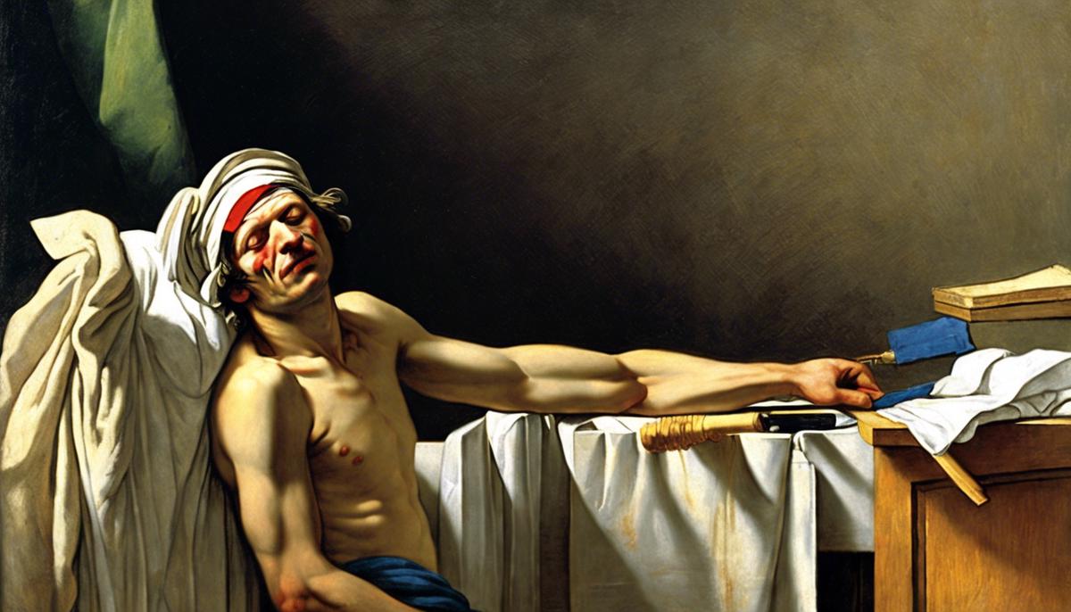 Jacques-Louis David's painting The Death of Marat, depicting the French revolutionary leader Jean-Paul Marat after his assassination