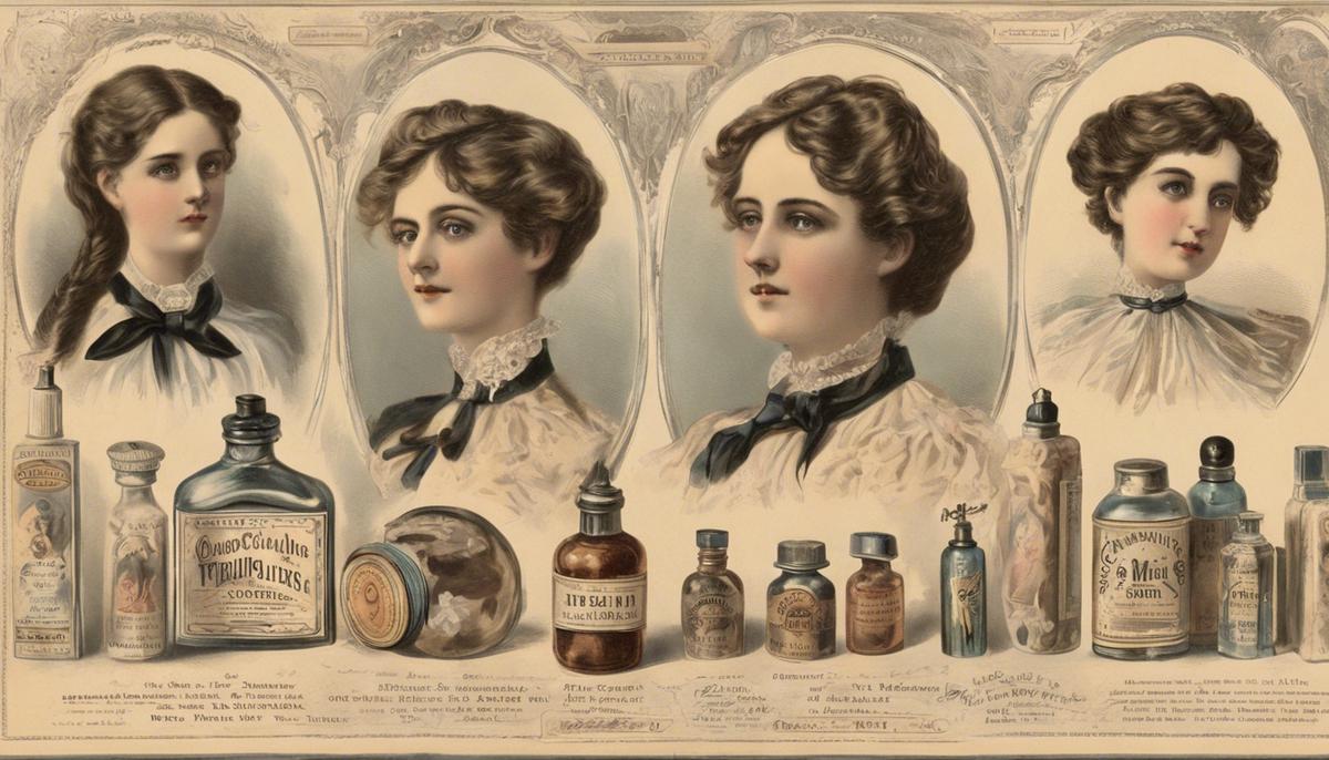 A collection of Victorian beauty products marketed to give a tuberculosis-like appearance, such as pale skin