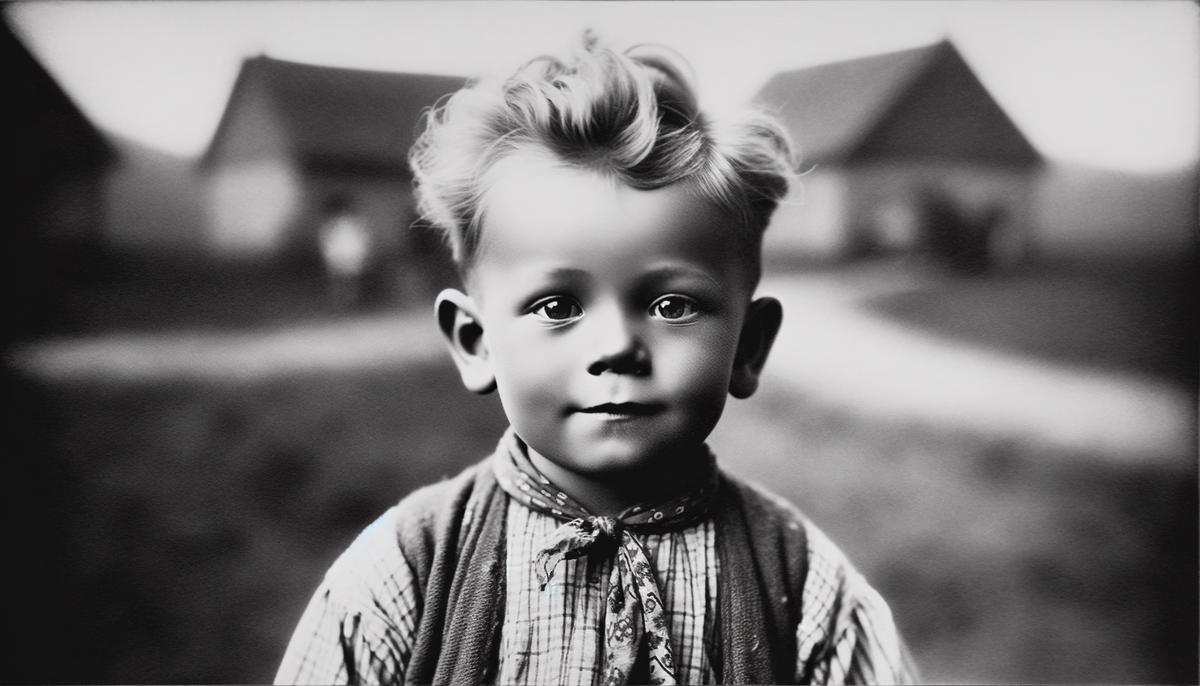 Black and white photographs of Andy Warhol as a child