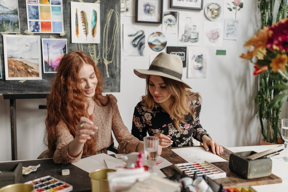 A group of women participating in an art workshop organized by a women's art collective